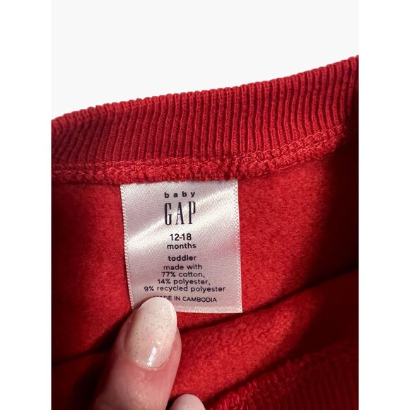 Baby GAP Red Peplum Sweatshirt Dress Infant Girls Size 12-18 months Heart Pullov - Picture 3 of 4